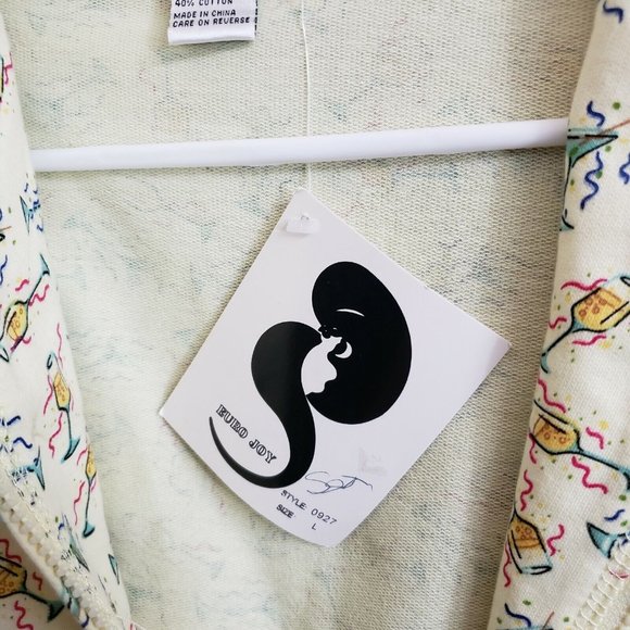 Euro Joy Womens Sweatshirt Jacket Sz Large Yellow Green Martinis Cocktails - Picture 5 of 6